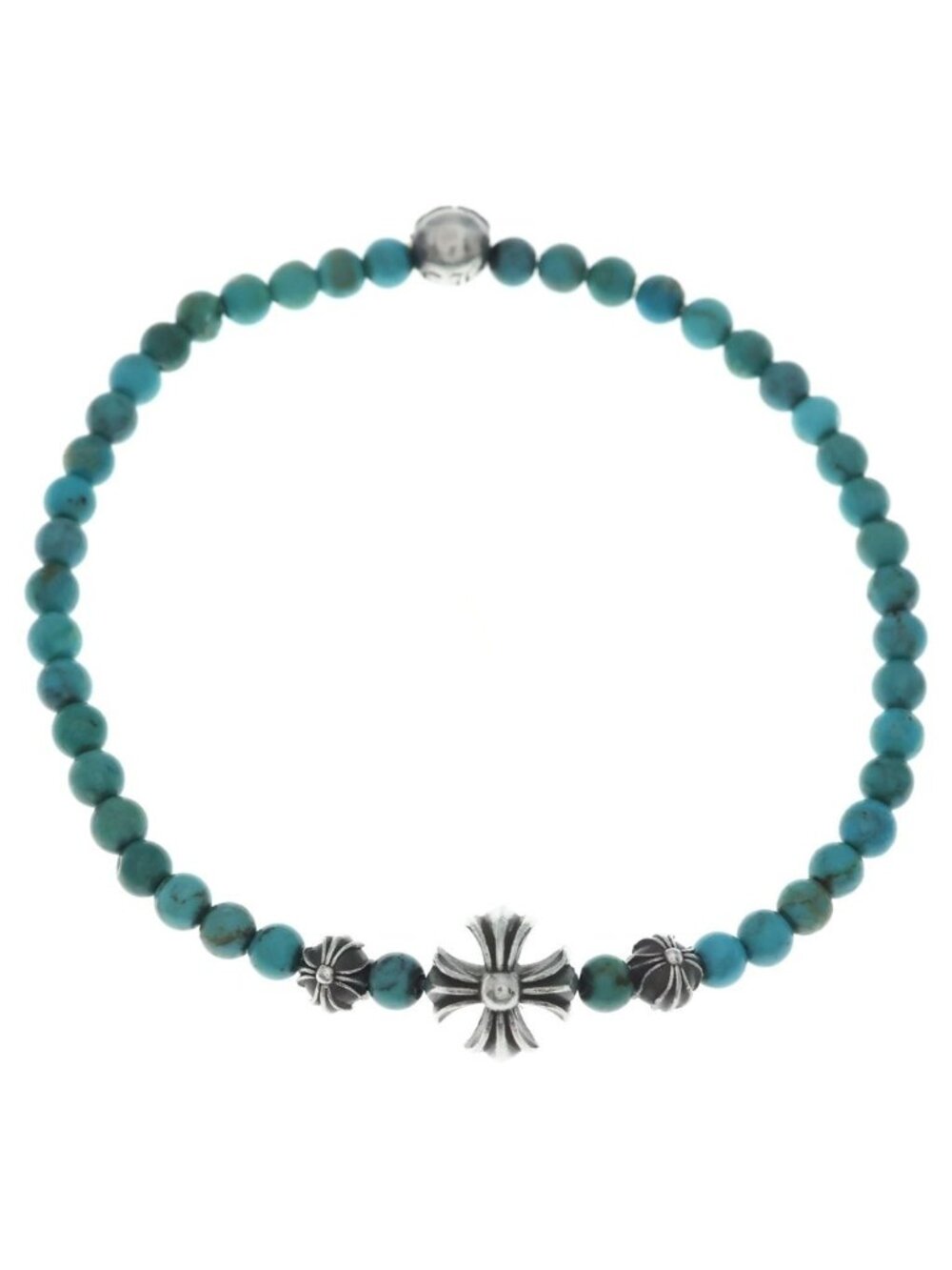 Chrome Hearts Bead 4 CH Cross Turquoise Bracelet Blue Silver